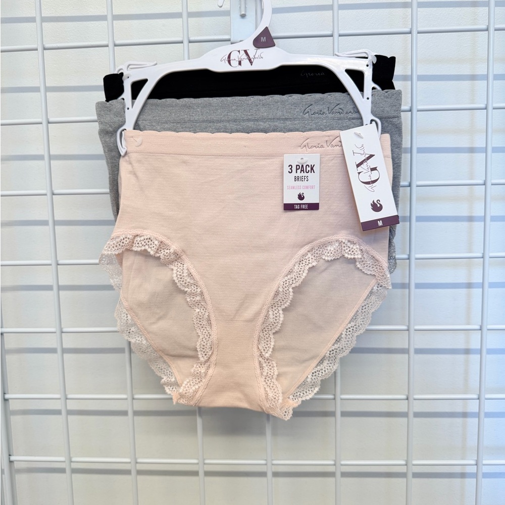 Gloria Vanderbilt Panties 3-Pack - Pink, Gray, Black